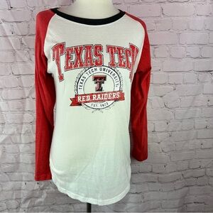 three squares Texas Tech Red Raiders Long Sleeve tee womens S fandom collegiate